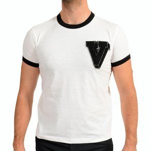 Valentino Men's White 2V3MG11Z95H V-Logo Crewneck Short Sleeve T-Shirt